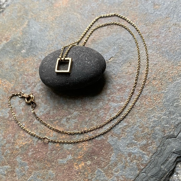 🎈Sale 🎈2 for $10 dainty gold (color) chain diamond square pendant necklace - Picture 3 of 6